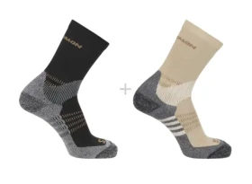 Salomon Turistické ponožky X Ultra Access Crew 2-Pack LC2256800 bleached sand/black
