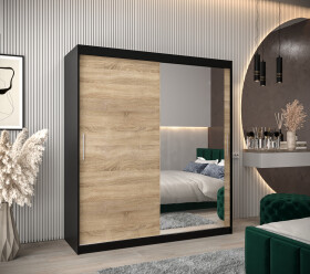 Šatní skříň Abi T2 Barva korpusu: Černá, Rozměry: 180 cm, Dveře: Dub sonoma