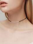 Choker náhrdelník Estrella, sladkovodní perla, spinel, Černá 35 cm + 5 cm (prodloužení)