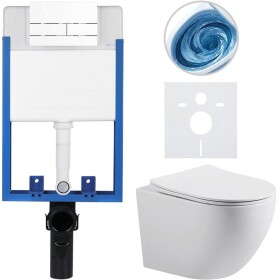 CERANO Kompletní podomítkový WC set Profi/Cesso - bílá lesklá - WC tlačítko Line, bílá - k zazdění - 49x36 cm - 8050BD84356