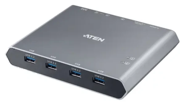 Aten 2-Port USB-C 4K DisplayPort stříbrná / KVM switch / 4K 3840×2160 / 3x USB-C / 1x DisplayPort (US3311-AT-G)