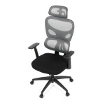 Kancelářská židle, šedá síťovina, černý plast, kolečka na tvrdé podlahy