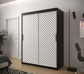 Šatní skříň Abi Jodelka 1 Barva korpusu: Černá, Rozměry: 150 cm, Dveře: Bílá mat