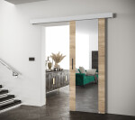 Posuvné dveře Salwador II Dveře: Černý Marmur, Pásky / úchyty: Stříbrné, Horní pojezdová lišta: Černá