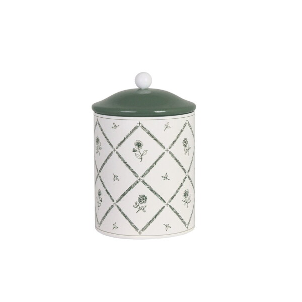 Strömshaga Plechová dóza Lovisa Green/White 15 cm, zelená barva, kov