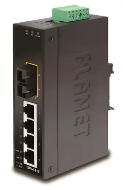 Planet ISW-511TS15 / Switch průmyslový / 4x 10/100 RJ-45 / 1x 100FX SM 15km / DIN / IP30 / -40 až 75 °C (ISW-511TS15)