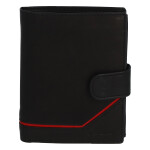 Pánská kožená peněženka na výšku se zápinkou David, černo-červená