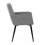 Židle jídelní, světle šedá látka, černý kov