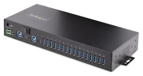 StarTech USB hub 16 portů černá / Industriální USB hub / USB 3.2 Gen 2 Type-A / 12-24 V DC / Kovové provedení (5G16AINDS-USB-A-HUB)