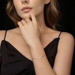 Stříbrný náramek Ailana MOISSANITE + CERTIFIKÁT, Stříbrná 40 cm + 5 cm (prodloužení)
