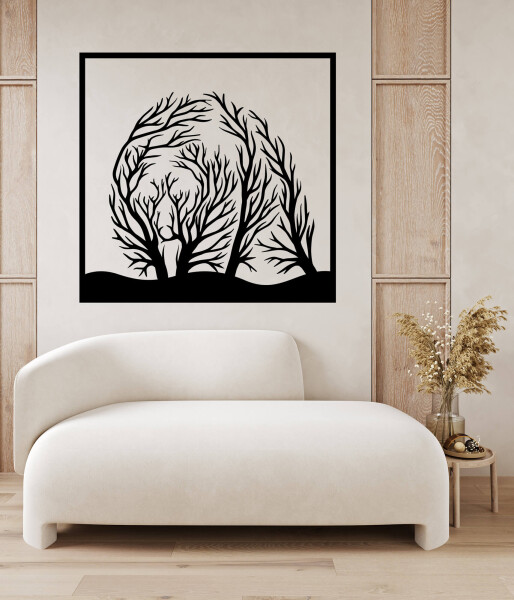 Strom života medvěd dekorace na zeď Rozměr (cm): 38 x 37, Dekor: Černá
