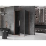 MEXEN/S - Velar L sprchový kout, posuvné dveře 100 x 110, grafit, měď kartáčovaná 871-100-110-43-65