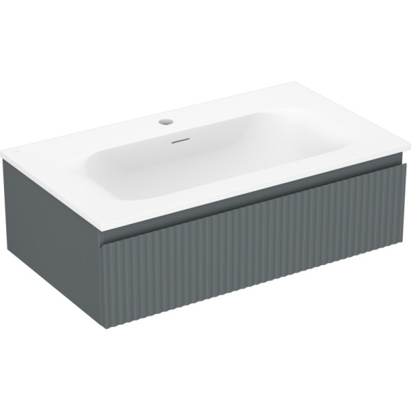 MEXEN/S - Rivel koupelnová skříňka 80 cm s umyvadlem Vela, 1 šuplík, reliéf , grafit mat/bílá mat 91A20-08023-1-BF66-W23M01