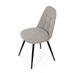 Židle jídelní, krémová látka, 360° otočný mechanismus, černý matný lak, kovové nohy