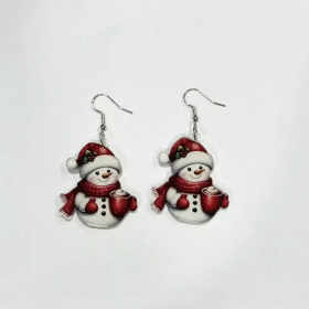 Ptakoviny.cz Náušnice sněhulák červený