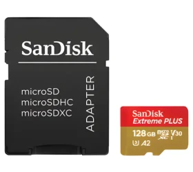 SanDisk Extreme PLUS 128 GB microSDXC / Paměťová karta / UHS-I U3 V30 A2 C10 / SD adaptér v balení (SDSQXBD-128G-GN6MA)