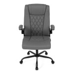 Křeslo kancelářské, šedá ekokůže, kovový kříž, kolečka na tvrdé podlahy