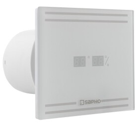 SAPHO - GLASS koupelnový ventilátor axiální s LED displejem, 8W, potrubí 100, bílá GS103