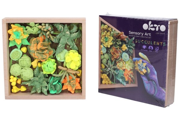 OKTO Energy Výtvarná modelovací sada sukulenty v dřevěném rámu 21x21 cm, OKTO, W031040