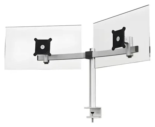 Durable PRO 2 stříbrná / Stolní držák pro dva monitory / stolní svorka / VESA 75x75-100x100 / nosnost 8 kg / 21-27" (508523)