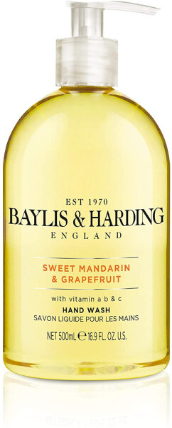 Baylis & Harding Tekuté mýdlo Sweet Mandarin & Grapefruit 500 ml, žlutá barva, plast