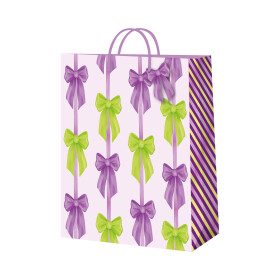 Dárková taška velká - Fialová s mašlemi (26 × 12,7 × 32,4 cm) - Albi