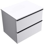 CERANO - Koupelnová skříňka Velora - bílá matná, úchytka černá + deska z lit. mramoru Elanys - 12 mm - bílá matná - 70x54,2x46,5 CER-679408