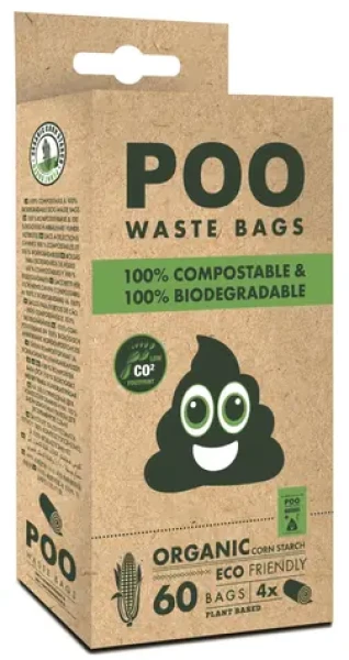M-Pets Poo sáčky na trus / Sáčky na psí exkrementy / Kompostovatelné / 4x15 ks / 22x32 cm (353092)