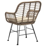 Relaxační set stůl + 2 židle, kov, umělý ratan, látka béžová, deska stolku polywood