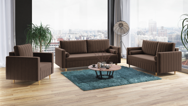 FRONTI Sedací souprava FIORELLO 3+2+1 hnědá - DREAM VELVET 202.37