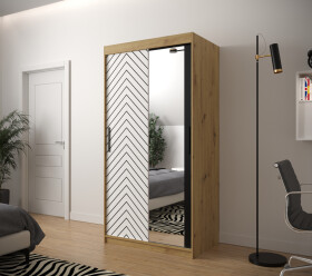 Šatní skříň Abi Jodelka 2 Barva korpusu: Dub artisan, Rozměry: 100 cm, Dveře: Bílá mat
