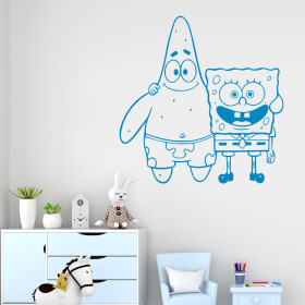 Samolepka SpongeBob a Patrick Barva: modrá, Velikost: 80 x 81 cm