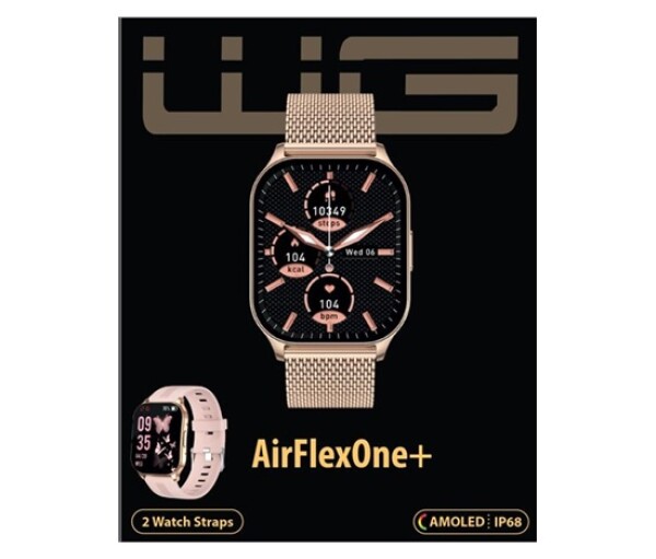 WG - Chytré hodinky WG AirFlexOne+, dámské, 2x řemínek, zlatá EDF_819019