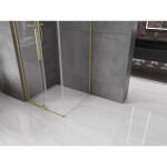 MEXEN/S - Velar L sprchový kout, posuvné dveře 90 x 90, transparent, zlato kartáčovaná 871-090-090-03-55