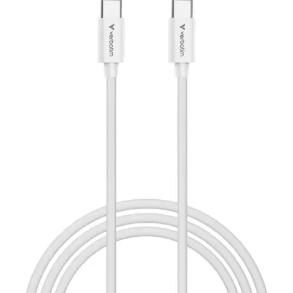Verbatim Essentials Sync Charge bílá / Kabel USB-C / USB-C na USB-C / 100 W / 3 m (32409)