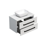 Koupelnová skříňka s černou úchytkou a krycí deskou SAT Cube Way 80x47,5x46 cm bílá lesk CUBE46C803BI45 CUBE46C803BI45