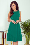 KARINE Zelené dámské trapézové šaty asymetrickým plisováním 308-1