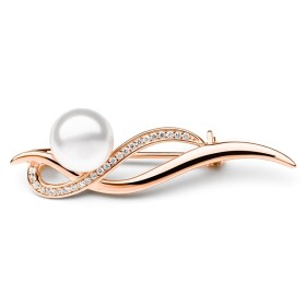 Stříbrná brož s řiční perlou Stephanie Gold, stříbro 925/1000, Bílá