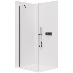 CERANO Sprchová zástěna Walk-in Onyx Y L/P - 8 mm - černá matná, transparentní sklo - 80x200 cm