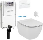 LAUFEN Podomít. systém LIS TW1 SET s bílým tlačítkem + WC Ideal Standard Tesi se sedátkem RIMLESS H8946630000001BI TE2