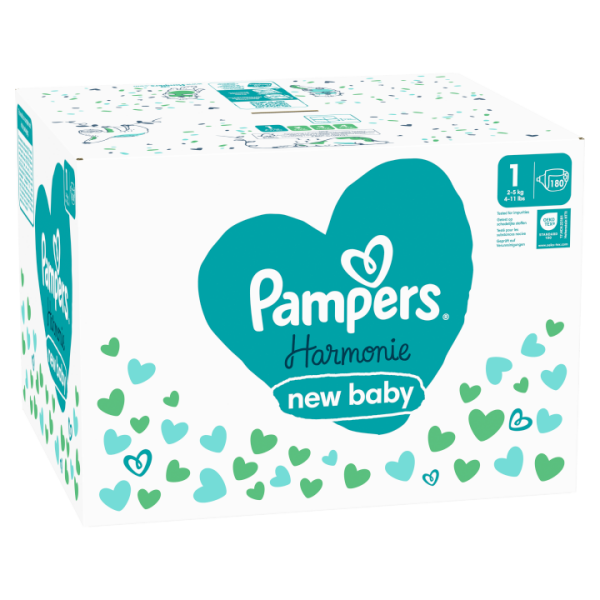 Pampers Harmonie Baby Dětské Plenky Velikost 1, 180 Plenek, 2kg-5kg