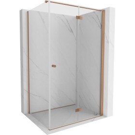 MEXEN/S - Mist-F sprchový kout skládací dveře pravá 110 x 90, transparent, měď kartáčovaná 8A6T-110-090-65-00-P