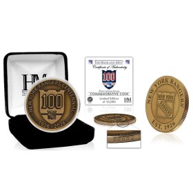 Highland Mint Sběratelská Pamětní mince New York Rangers NHL 100th Anniversary Antique Bronze Coin