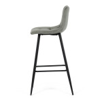 Židle barová, zelená látka, čtyřnohá kovová podnož, černý mat