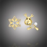 Vánoční stříbrné náušnice Sněhová vločka, Zlatá