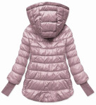 Krátká růžová dámská bunda s úpletovými stahovacími lemy (P22/P3-6636/P3-6023-52) odstíny růžové 52