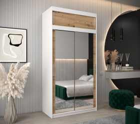 Šatní skříň Abi T3 s nástavcem Barva korpusu: Bílá, Rozměry: 120 cm, Dveře: Dub-Artisan