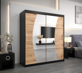 Šatní skříň Abi W0 Barva korpusu: Černá, Rozměry: 180 cm, Dveře: Dub artisan