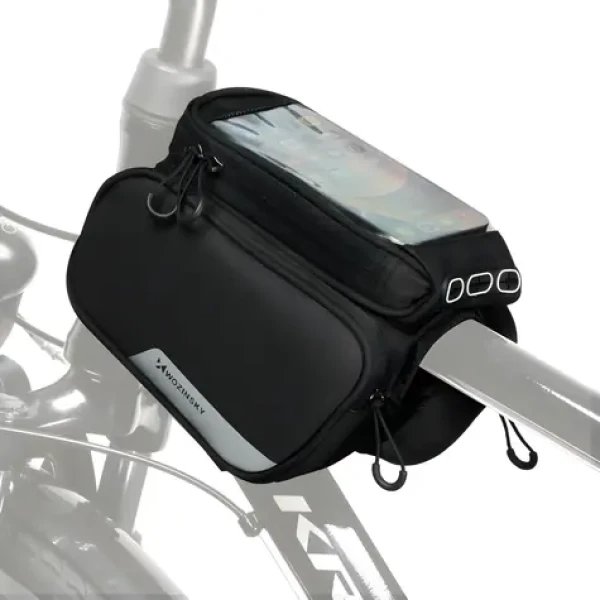 Wozinsky WBB7BK černá / Brašna na rám kola / 1,5 l / odnímatelné pouzdro na telefon do 6,5"