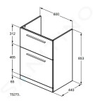 IDEAL STANDARD - i.Life A Umyvadlová skříňka, 600x440x853 mm, 2 zásuvky, matná bílá T5273DU